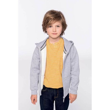 Detská mikina (KARIBAN KARIBAN KIDS FULL ZIP HOODED SWEATSHIRT)>šedá (oxford)>6/8