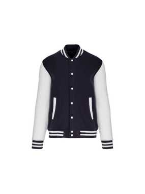 Unisex mikina (KARIBAN UNISEX TEDDY FLEECE JACKET) > modrá (navy) / biela > M