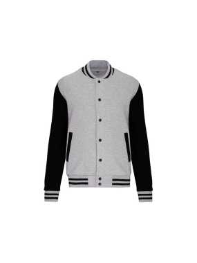 Unisex mikina (KARIBAN UNISEX TEDDY FLEECE JACKET) > šedá (oxford) / čierna > XS