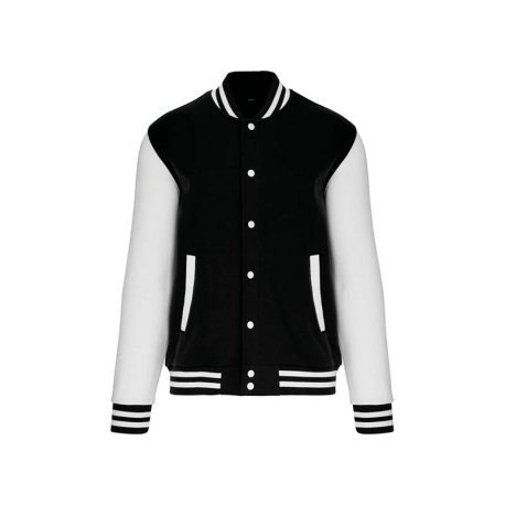 Unisex mikina (KARIBAN UNISEX TEDDY FLEECE JACKET) > čierna / biela > M