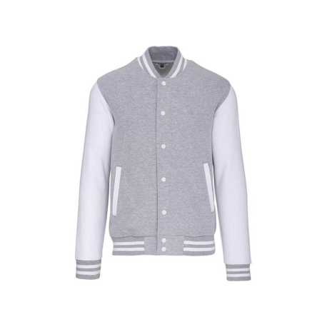 Unisex mikina (KARIBAN UNISEX TEDDY FLEECE JACKET) > šedá(oxford)/biela > S