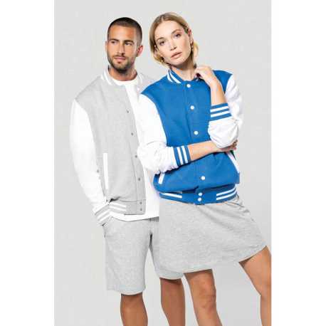 Unisex mikina (KARIBAN UNISEX TEDDY FLEECE JACKET) > šedá(oxford)/biela > S