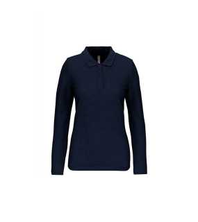 Dámska polokošeľa (LADIES' LONG-SLEEVED POLO SHIRT) > modrá (navy) > M