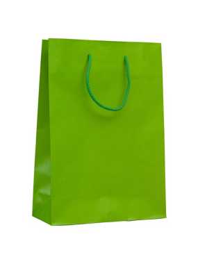 Darčeková papierová taška, šnúrkové uši > zelená (light) > L (24x10x34 cm)