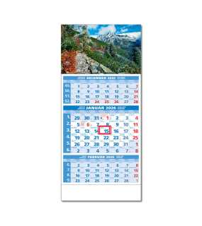 Nástenný kalendár (ŠTANDARD 3M 2026) - 29,5 x 66,3 cm > modrá > Obr. H