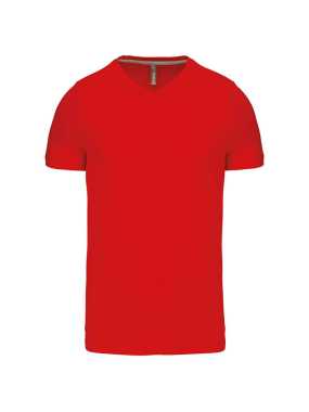Pánske tričko (KARIBAN MENS SHORT SLEEVE V-NECK T-SHIRT) > červená > L