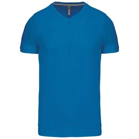 Pánske tričko (KARIBAN MENS SHORT SLEEVE V-NECK T-SHIRT) > modrá (tropical) > 2XL