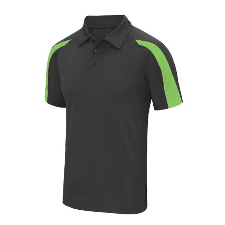 Pánska polokošeľa (Just Cool CONTRAST COOL POLO) > šedá (charcoal) / zelená (lime) > 2XL