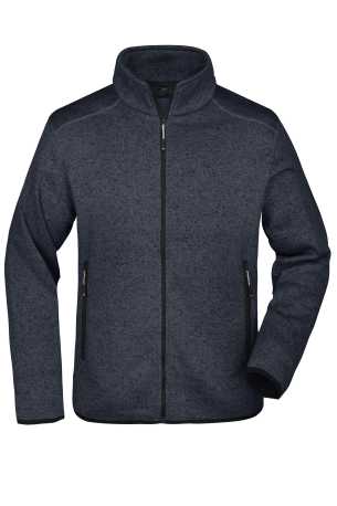 Pánska fleece bunda(J&N MEN'S KNITTED FLEECE JACKET)>šedá (dark melange)/strieborná>S
