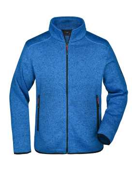 Pánska fleece bunda(J&N MEN'S KNITTED FLEECE JACKET)>modrá (royal melange)/červená>2XL