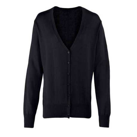 Dámsky sveter (PREMIER LADIES’ BUTTON THROUGH KNITTED CARDIGAN) > čierna > XL