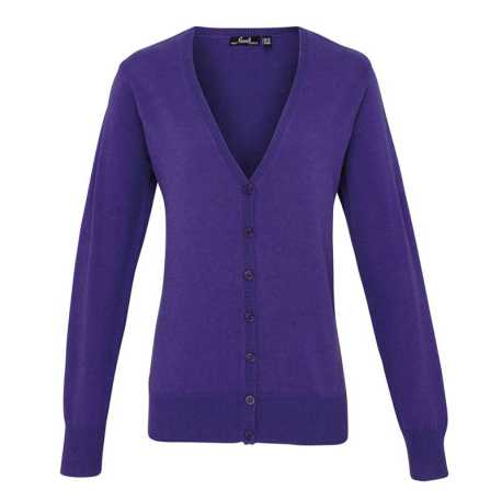 Dámsky sveter (PREMIER LADIES’ BUTTON THROUGH KNITTED CARDIGAN)>fialová (purple)>XS