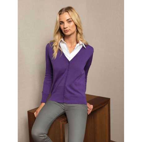 Dámsky sveter (PREMIER LADIES’ BUTTON THROUGH KNITTED CARDIGAN)>fialová (purple)>XS