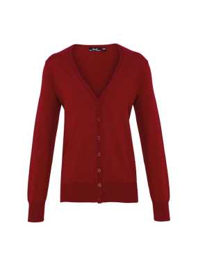 Dámsky sveter (PREMIER LADIES’ BUTTON THROUGH KNITTED CARDIGAN) > bordová > 5XL