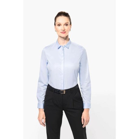 Dámska košeľa (LADIES' LONG-SLEEVED TWILL SHIRT) > modrá (light essential) > 3XL