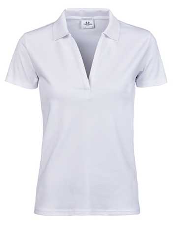 Dámska polokošela (Tee Jays Womens Luxury Stretch V-Neck Polo) > biela > M