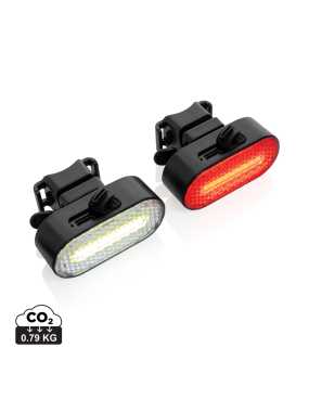 Sada USB dobíjateľných svetiel na bicykel Lumino z RCS ABS > čierna