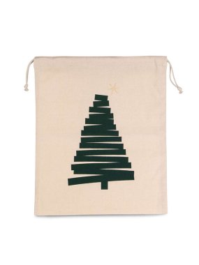 Vrecko so šnúrkami(Kimood COTTON BAG WITH CHRISTMAS TREE DESIGN)>prírodná