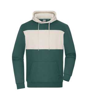 Unisex mikina (JN Sweat-Hoody colour-block UNISEX) > zelená (smoky) / šedá (sandstone) > M