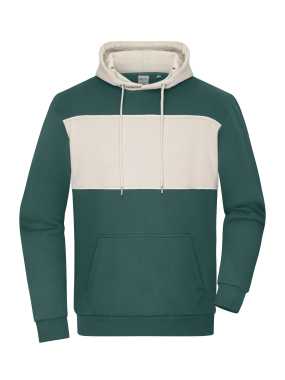 Unisex mikina (JN Sweat-Hoody colour-block UNISEX) > zelená (smoky) / šedá (sandstone) > M