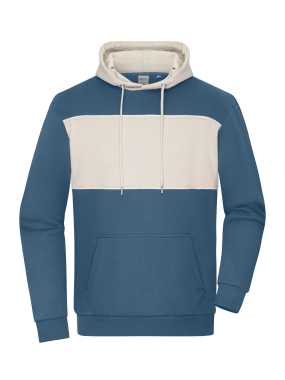 Unisex mikina (JN Sweat-Hoody colour-block UNISEX) > modrá (dusty) / šedá (sandstone) > XL