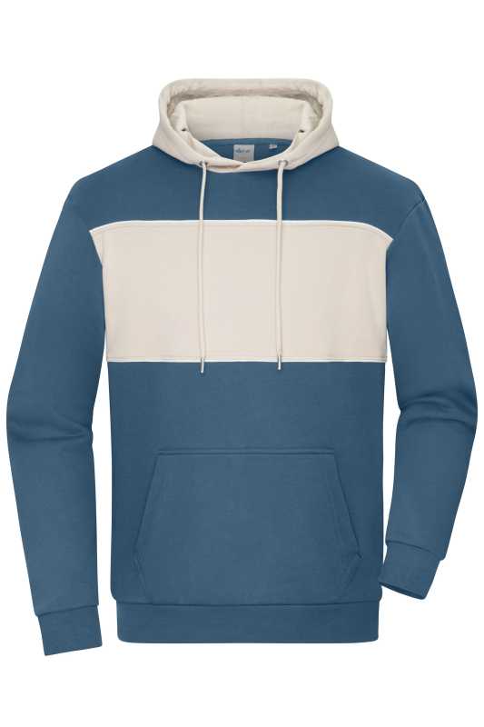 Unisex mikina (JN Sweat-Hoody colour-block UNISEX) > modrá (dusty) / šedá (sandstone) > XL