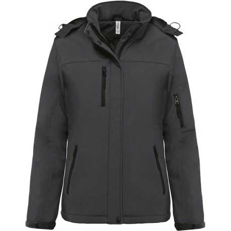 Dámska bunda (Kariban LADIES’ HOODED SOFTSHELL LINED PARKA) > šedá (titanium) > XS