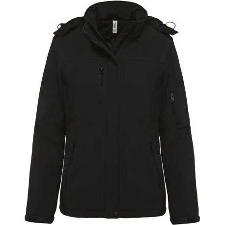 Dámska bunda (Kariban LADIES’ HOODED SOFTSHELL LINED PARKA) > čierna > XS