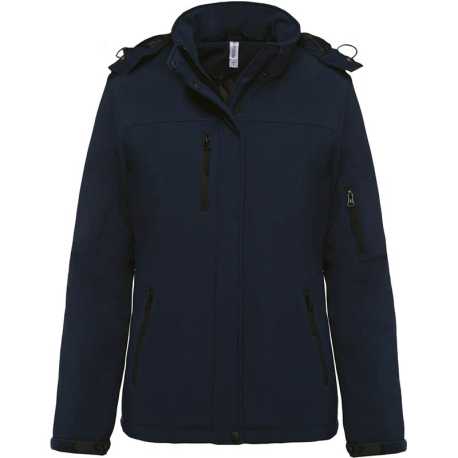 Dámska bunda (Kariban LADIES’ HOODED SOFTSHELL LINED PARKA) > modrá (navy) > XS