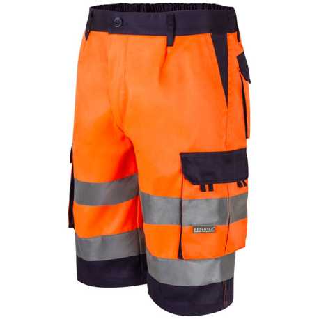 Pánske krátke nohavice (VELILLA HV TWO-TONE SHORTS)>modrá (marine) / oranžová (hi-vis)>L