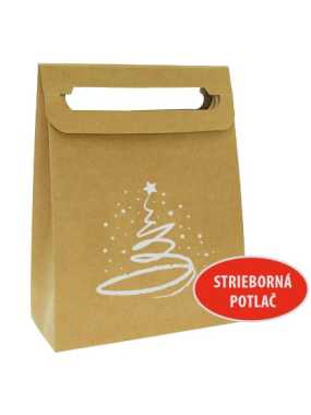 Darčeková taška malá > prírodná > 30x23x10 cm s potlačou strieborná