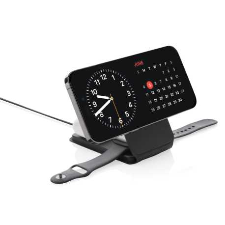 Magnetická bezdrôtová nabíjačka 3v1 Swiss Peak 15W z RCS PU > čierna