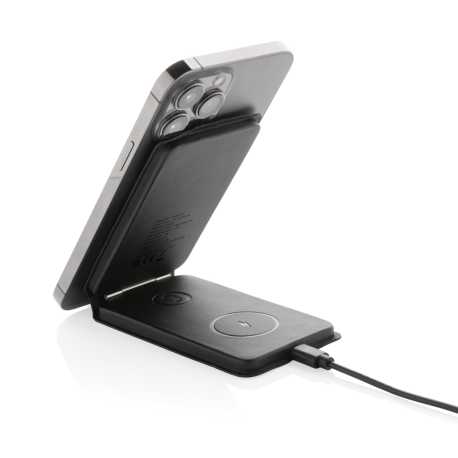 Magnetická bezdrôtová nabíjačka 3v1 Swiss Peak 15W z RCS PU > čierna