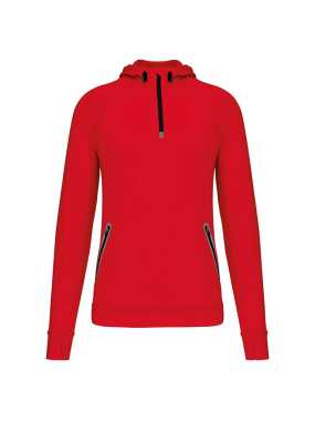 Pánska mikina (Proact ZIP NECK HOODED SPORTS SWEATSHIRT) > červená > L