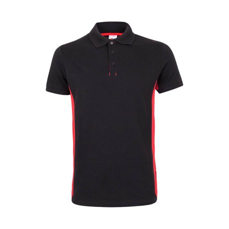 Pánska polokošeľa (VELILLA SS TWO-TONE POLO) > čierna / červená > 2XL