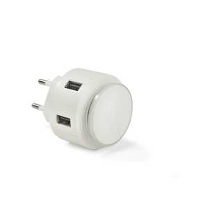 USB nástenná nabíjačka s nočnou lampou > biela