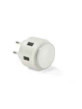 USB nástenná nabíjačka s nočnou lampou > biela