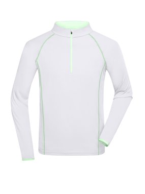 Pánske tričko(JN Mens Sportsshirt Longsleeve) > biela / zelená (bright) > M