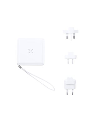 Cestovný adaptér s powerbankou > biela