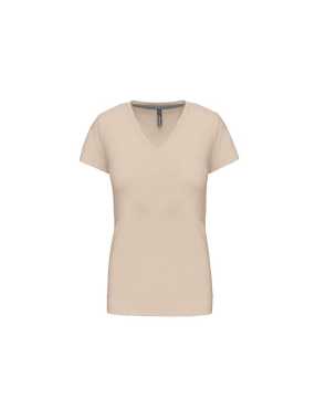 Dámske tričko (KARIBAN LADIES SHORT SLEEVE V-NECK T-SHIRT)>hnedá (light sand)>2XL