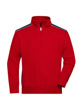 Pánska pracovná mikina(JN Workwear Halfzip Sweat-Level 2)>červená / modrá (navy)>XL