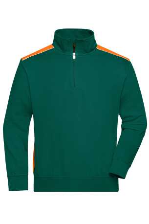 Pánska pracovná mikina(DAIBER Workwear Halfzip Sweat-Level 2)>zelená (dark) / oranžová>XS
