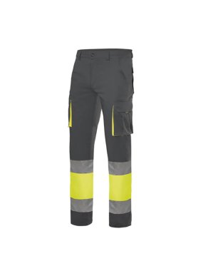 Pánske nohavice (VELILLA HV 100% COTTON TROUSERS) > šedá / žltá (hi-vis) > L