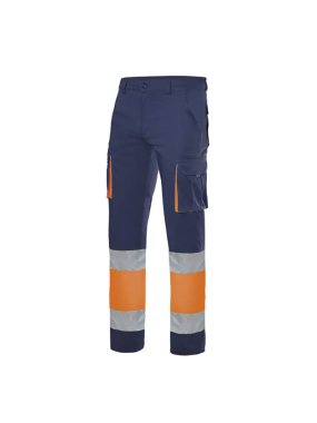 Pánske nohavice (VELILLA HV 100% COTTON TROUSERS)>modrá (navy) / oranžová (hi-vis)>4XL