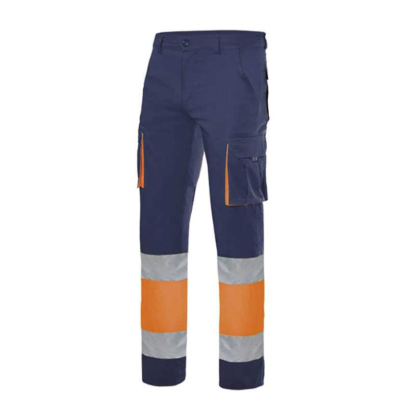 Pánske nohavice (VELILLA HV 100% COTTON TROUSERS)>modrá (navy) / oranžová (hi-vis)>4XL