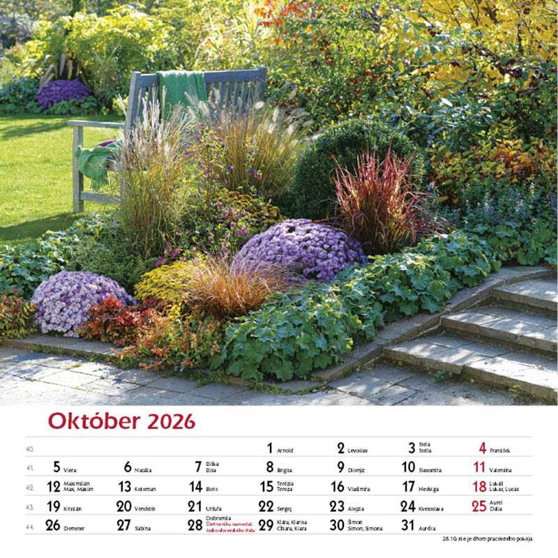 Nástenný kalendár (Záhrady 2026) - 33 x 33 cm