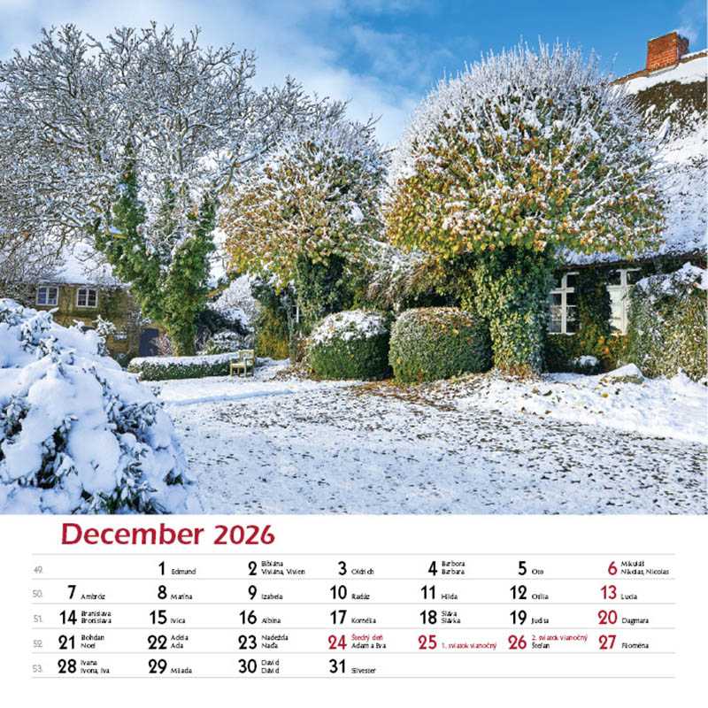 Nástenný kalendár (Záhrady 2026) - 33 x 33 cm