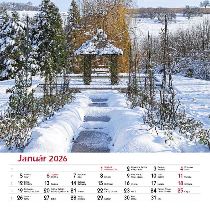 Nástenný kalendár (Záhrady 2026) - 33 x 33 cm