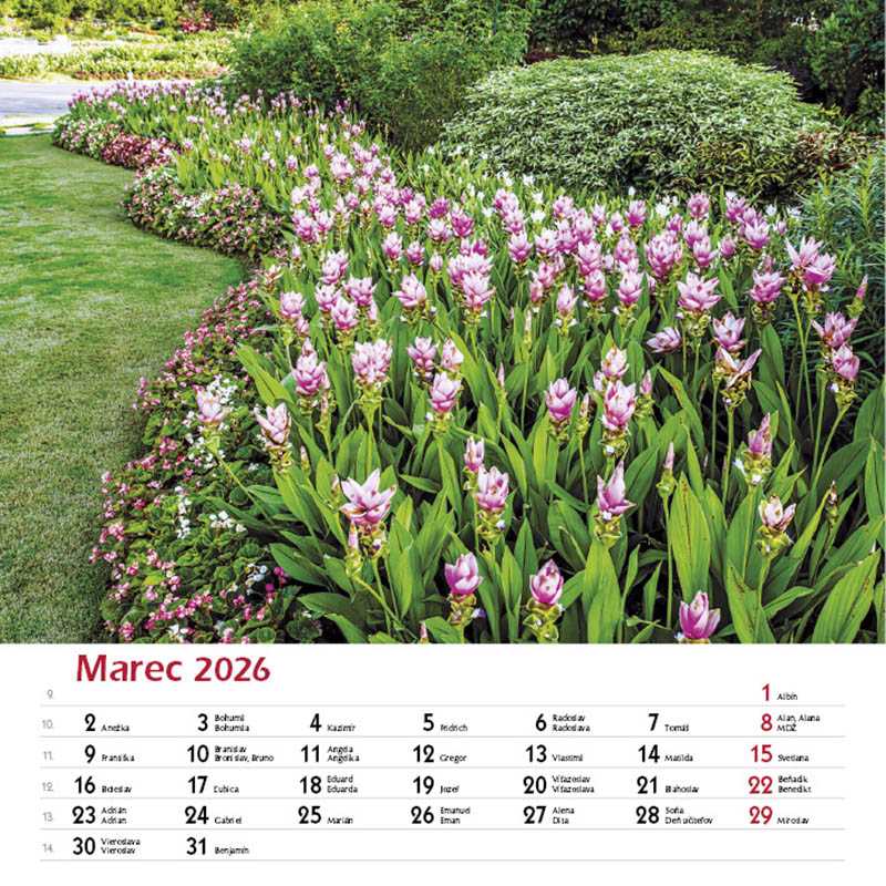 Nástenný kalendár (Záhrady 2026) - 33 x 33 cm