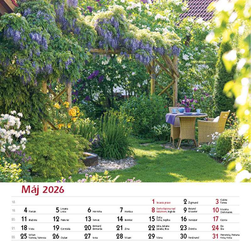 Nástenný kalendár (Záhrady 2026) - 33 x 33 cm